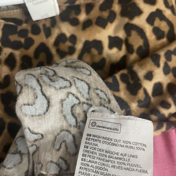 H&M Cheetah Animal Print Short Sleeve Shirt Size Large - Picture 3 of 6